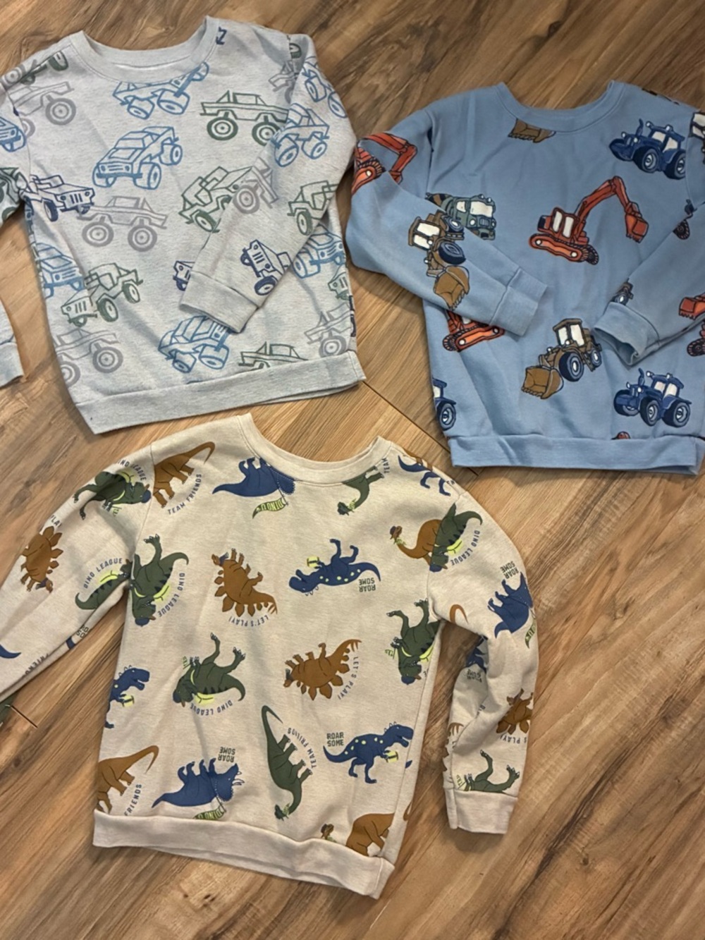 Kids Dinosaur & Vehicle Print Long-Sleeve Tops